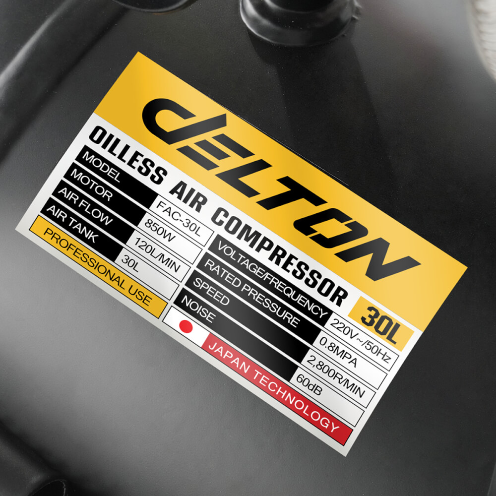ปั๊มลม OIL FREE DELTON รุ่น FAC-30L 30 ลิตร 850 วัตต์ สีดำ